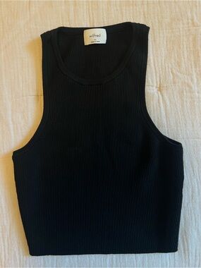 Aritzia Wilfred Black Ribbed Crop Tank